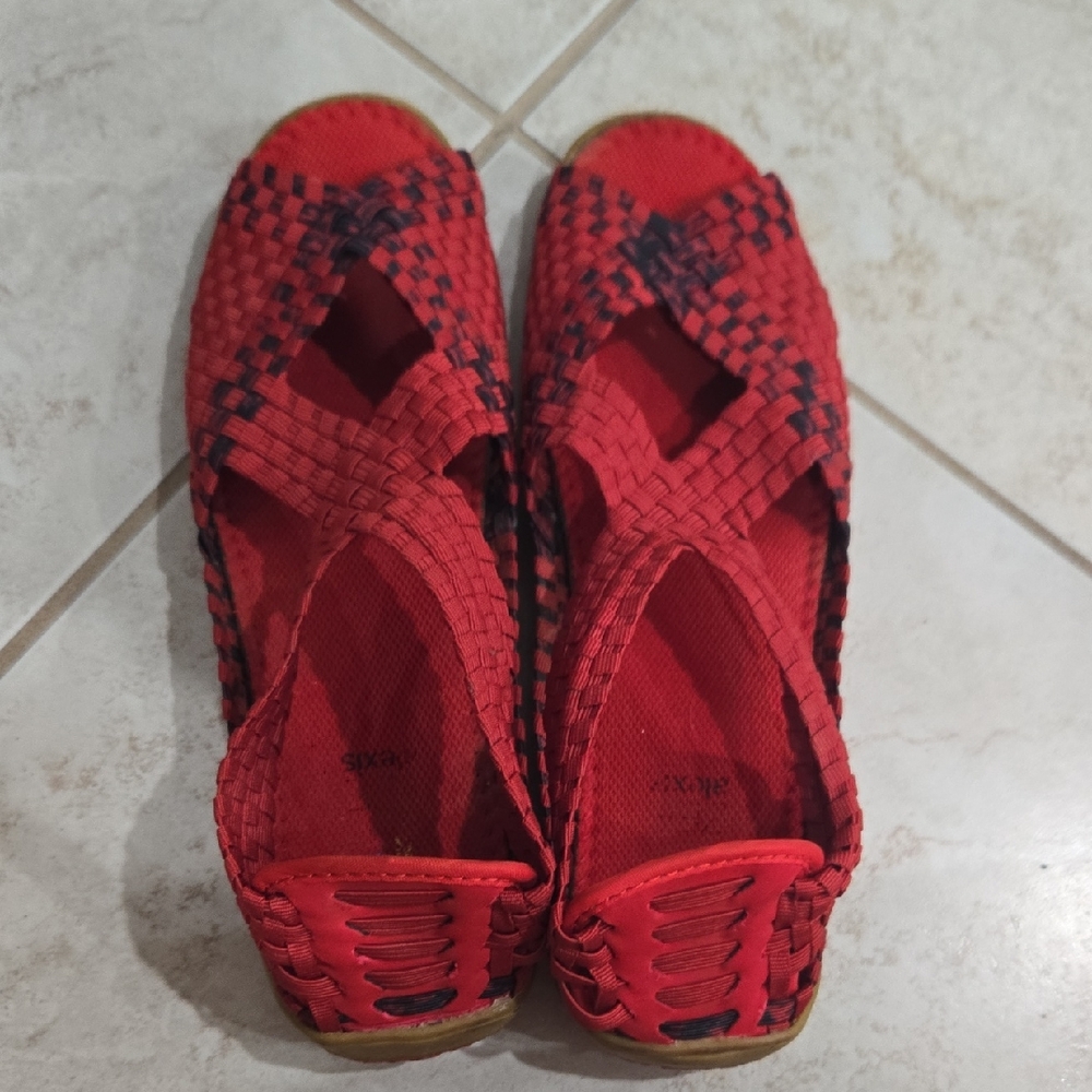 Alexis Red and Black Woven Footwear
